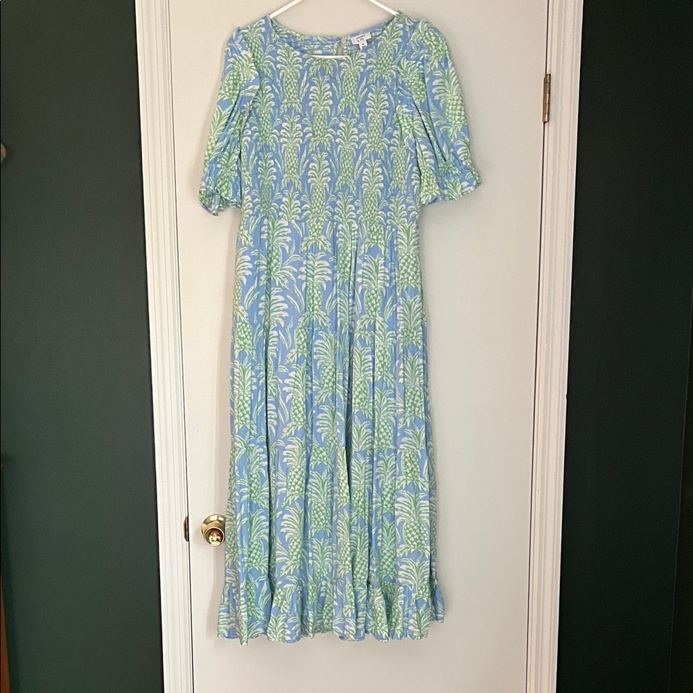 Crown & Ivy Blue and Green Patterned Maxi Dress